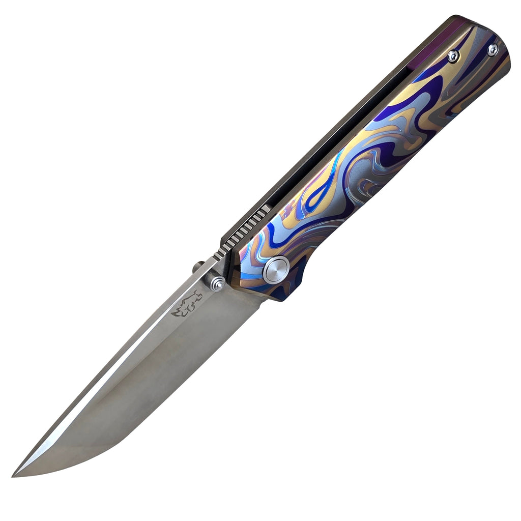 MUCITUP Rift Ti Titanium Folding Knife 14C28N Front Flipper EDC 7.25"