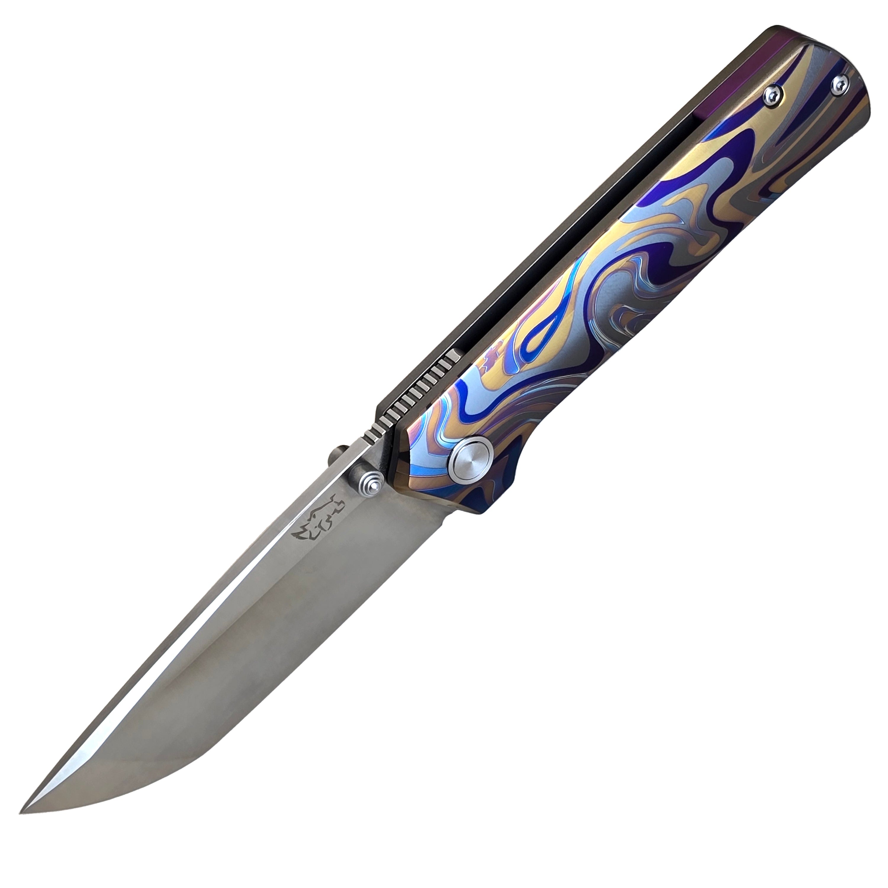 MUCITUP Rift Ti Titanium Folding Knife 14C28N Front Flipper EDC 7.25"