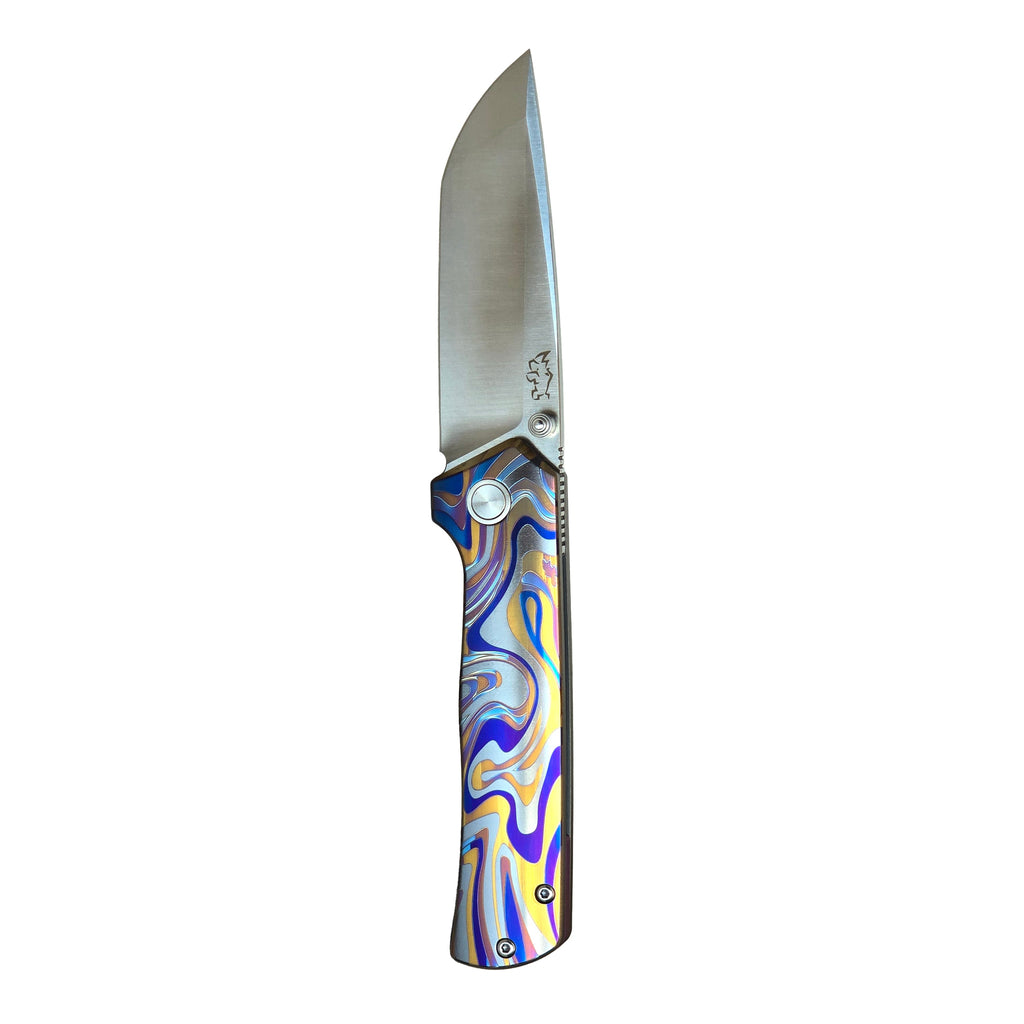 MUCITUP Rift Ti Titanium Folding Knife 14C28N Front Flipper EDC 7.25"