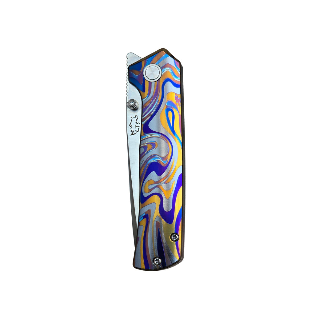 MUCITUP Rift Ti Titanium Folding Knife 14C28N Front Flipper EDC 7.25"