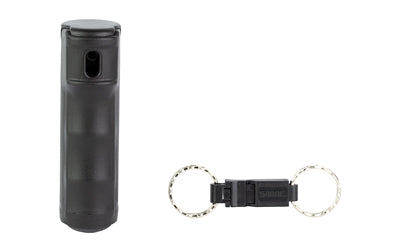 Sabre Pepper Gel with Quick Release Whistle Keychain |  .54 Ounces |  Black |  Matte Finish