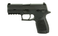 Sig Sauer P320 |  Compact |  Massachusetts Compliant |  Striker Fired |  Semi-automatic |  Polymer Frame Pistol |  9MM |  3.9" Barrel |  Nitron Finish |  Black |  SIGLITE Night Sights |  10 Rounds |  2 Magazines
