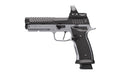 Sig Sauer P320 MAX SXG |  Semi-automatic |  Striker Fired |  Metal Frame Pistol |  Full Size |  9MM |  5" Bull Barrel |  Nitron Finished Slide |  Black |  Silver Frame |  Romeo3 Max 6MOA Pro Optic |  Pro Optic Footprint |  Hogue Aluminum Recreation Grips