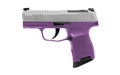 Sig Sauer P365 Purple Rain |  Semi-automatic |  Striker Fired |  Polymer Frame Pistol |  Sub-compact |  3.1" Barrel |  Nitron Finish |  Purple |  Stainless Steel Slide |  Optics Ready |  X-RAY3 Day/Night Sights |  Polymer Grips |  10 Rounds |  2 Magazines