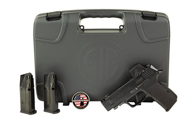 Sig Sauer P365-LUXE |  Semi-automatic |  Striker Fired |  Micro-Compact |  380 ACP |  3.1" Barrel |  Slide Integrated Compensator |  Cerakote Finish |  Pearlescent Black |  XL AXG Grip Module |  Custom LOK Grip Panels |  XRAY3 Day/Night Sights |  Optic Re
