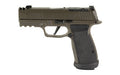 Sig Sauer P365 AXG LEGION |  Striker Fired |  Semi-automatic |  Metal Framed Pistol |  Sub-Compact |  9MM |  3.1" Barrel |  Two-Port Integrated Expansion Chamber |  Cerakote Finish |  Legion Gray |  AXG Grip Module |  Hogue Custom G10 Grips |  X-RAY3 Day/