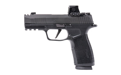 Sig Sauer P365 XMACRO COMP |  Striker Fired |  Semi-automatic |  Polymer Frame Pistol |  Sub-Compact |  9MM |  3.1" Barrel |  Nitron Finish |  Black |  XRAY3 Day/Night Sights |  Romeo-X SIG-LOC Compact Optic |  Integrally Compensated Slide |  17 Rounds |