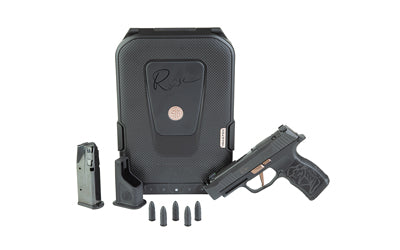 Sig Sauer P365XL ROSE |  Striker Fired |  Polymer Frame Pistol |  Micro-Compact |  9MM |  3.1" Integrally Compensated Barrel |  Nitron Finish |  Black |  Rose Gold Controls |  Laser Engraved Grip Module |  XRAY 3 Day/Night Sights |  SIG-LOC Optic Ready Sl