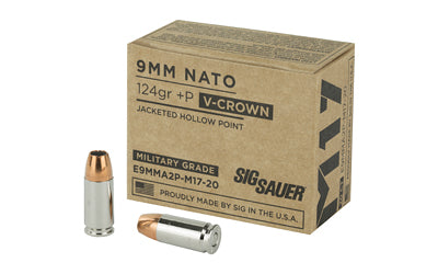 Sig Sauer V-Crown 9MM |  124 Grain |  Jacketed Hollow Point |  Defense |  20 Round Box