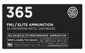 Sig Sauer Elite Performance Ball Ammunition |  9MM |  115 Grain |  Full Metal Jacket |  Designed For Short Barrel Pistols |  Reduced Felt Recoil |  50 Round Box