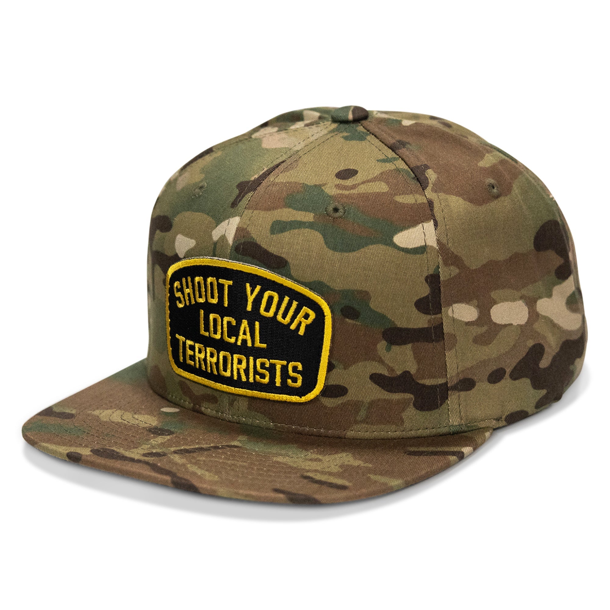 Shoot Your Local Terrorist Patch Flatbill Snapback Hat