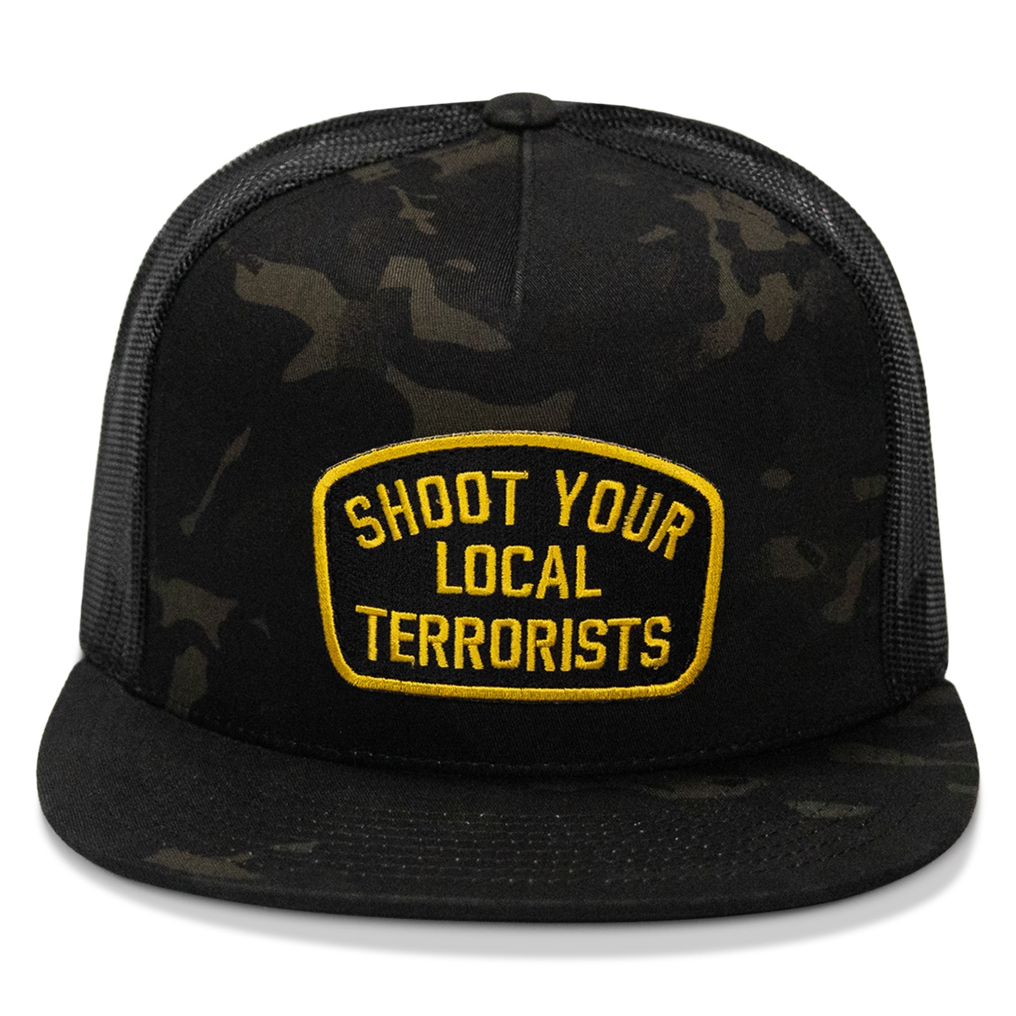 Shoot Your Local Terrorist Patch Flatbill Snapback Hat