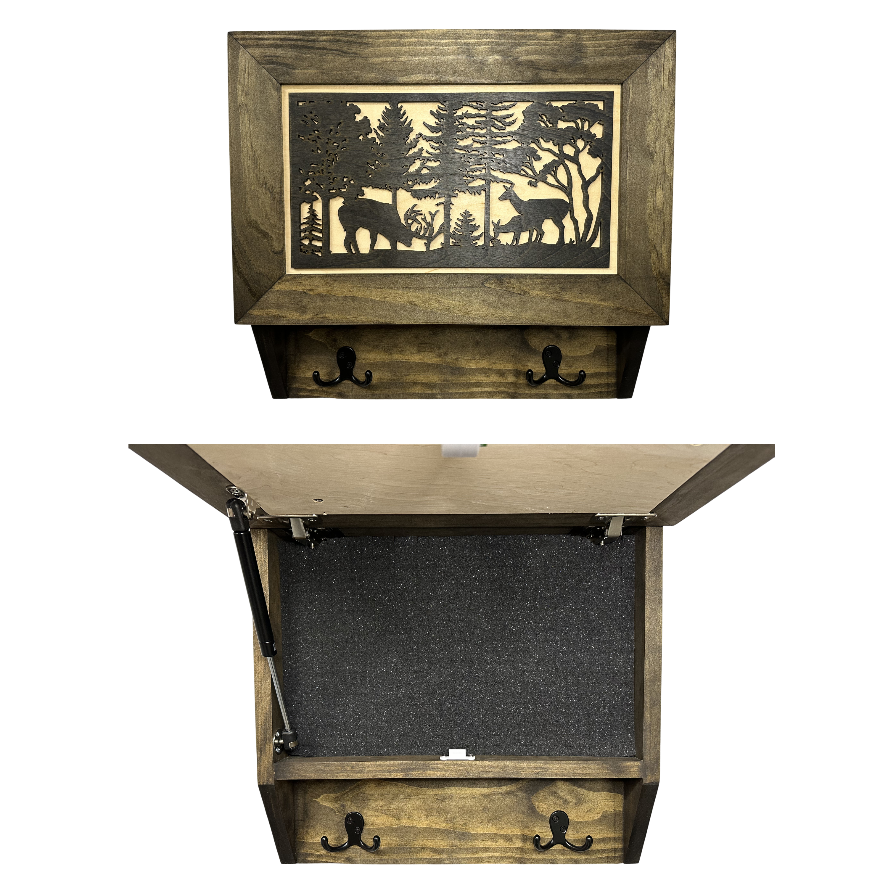 Rustic Wilderness Deer Scene Wall-Mounted Gun Cabinet – Secure & Stylish Hidden Firearm Storage