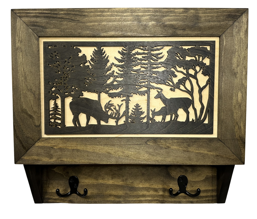 Rustic Wilderness Deer Scene Wall-Mounted Gun Cabinet – Secure & Stylish Hidden Firearm Storage