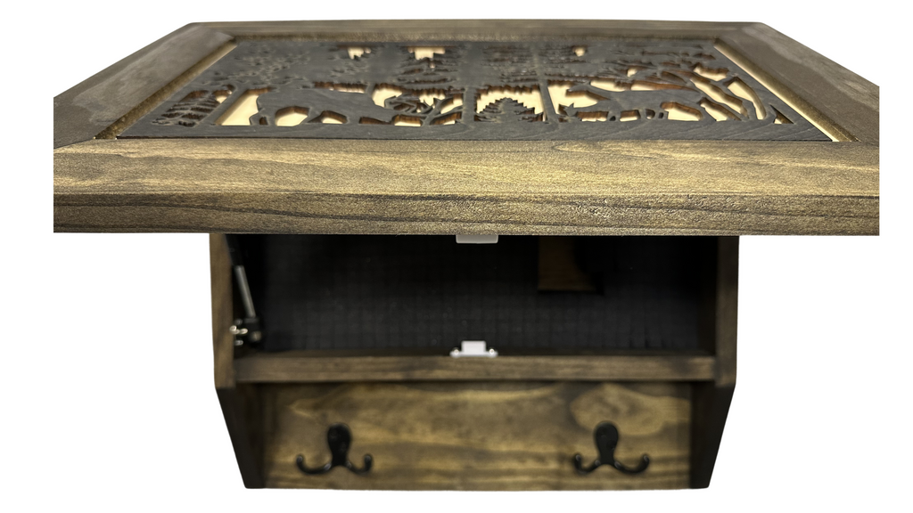 Rustic Wilderness Deer Scene Wall-Mounted Gun Cabinet – Secure & Stylish Hidden Firearm Storage