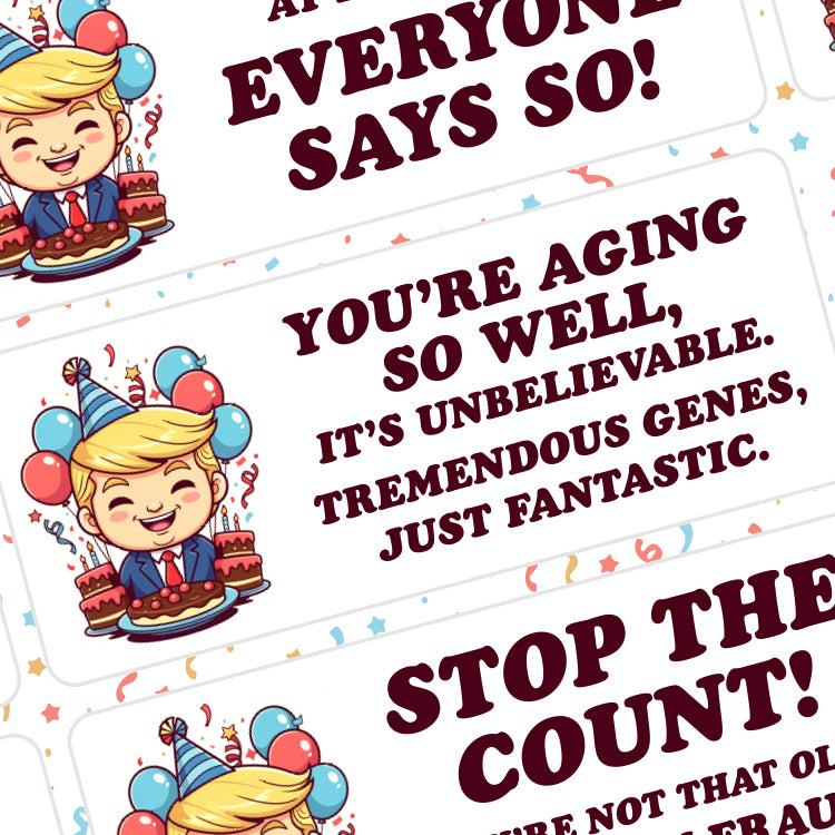 Cartoon Donald Trump Birthday Sticker Sheet