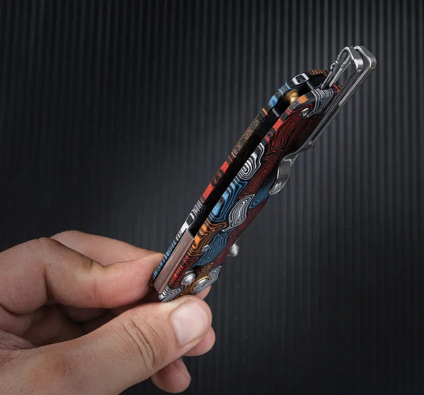 SRM 255L-CQ2 Damascus Style G10 Ambi-Lock 140Cr Folding Knife