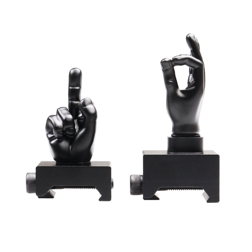 Black Color Novelty Finger Iron Sight Set - Straight (Middle Finger & OK Hand)
