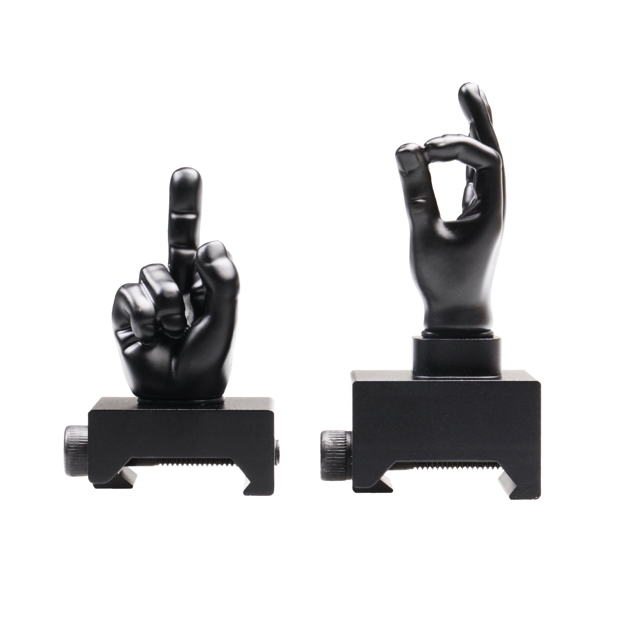 Black Color Novelty Finger Iron Sight Set - Straight (Middle Finger & OK Hand)