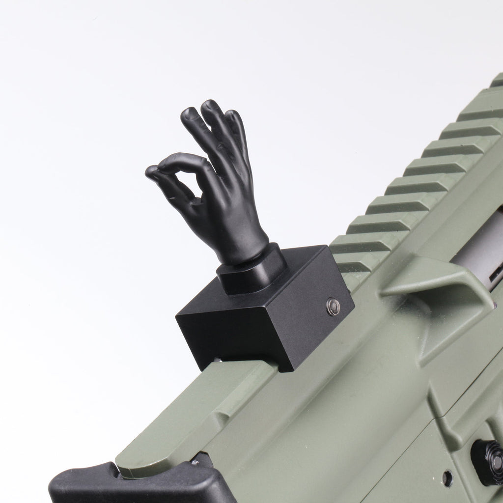 Black Color Novelty Finger Iron Sight Set - Straight (Middle Finger & OK Hand)