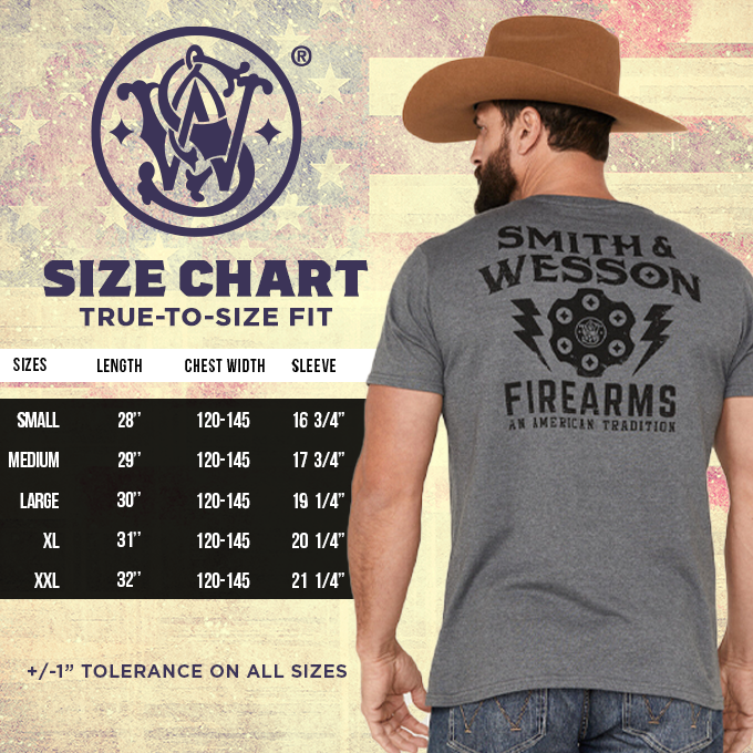Smith & Wesson® Color Flying Eagle Belt Buckle Premium Tee – Nickel Heather