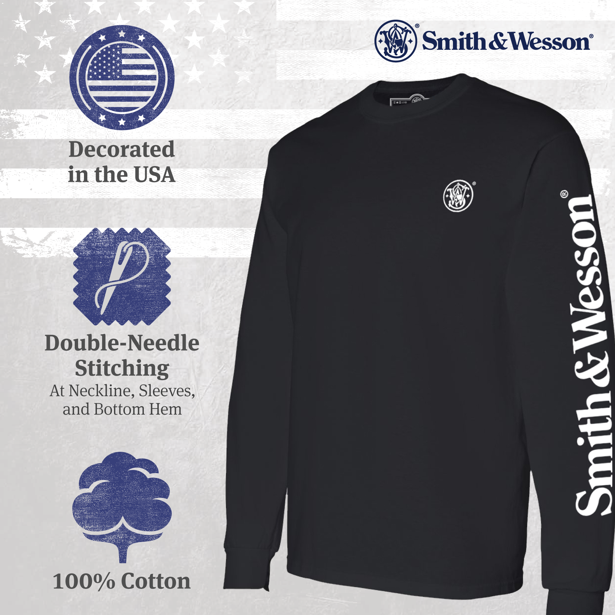 Smith & Wesson® Empowering Americans Long Sleeve Tee in Black