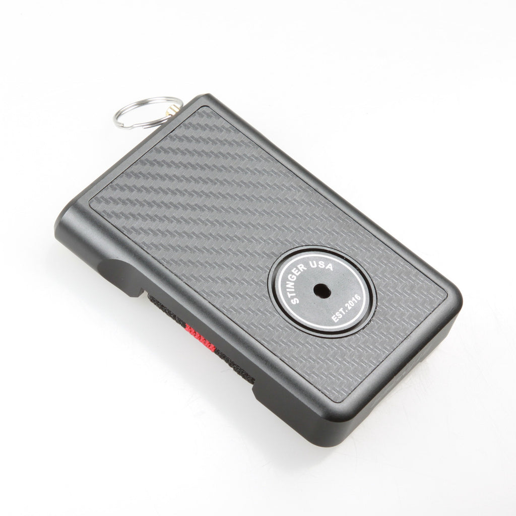 Stinger Minimalist Wallet, Card Holder, Safety Wallet with Personal Alarm, Multi-functional Tool, and Magnifier (Black Carbon Fiber)
