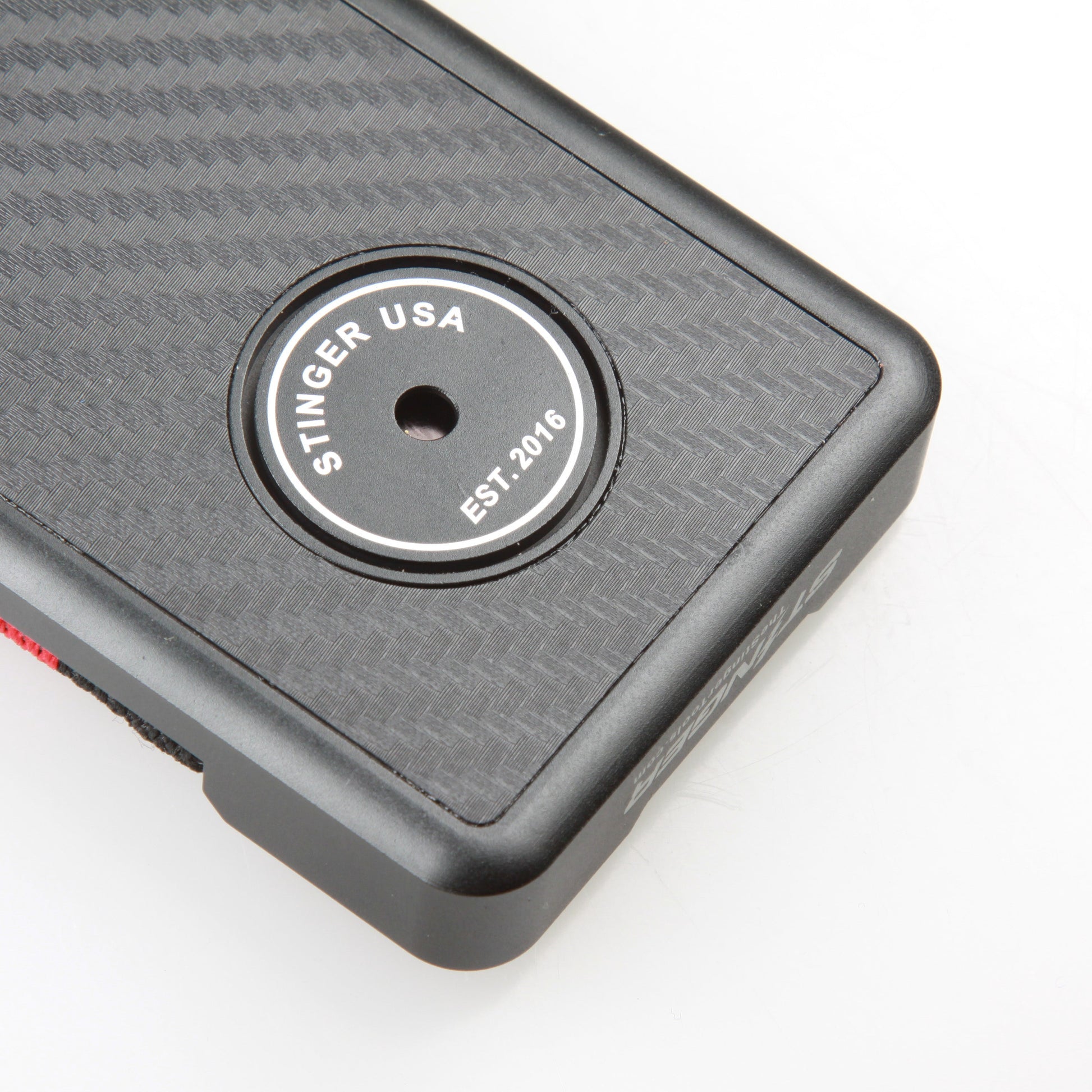 Stinger Aluminum Minimalist Wallet, Card Holder, Safety Wallet with Personal Alarm ( Black Carbon Fiber)