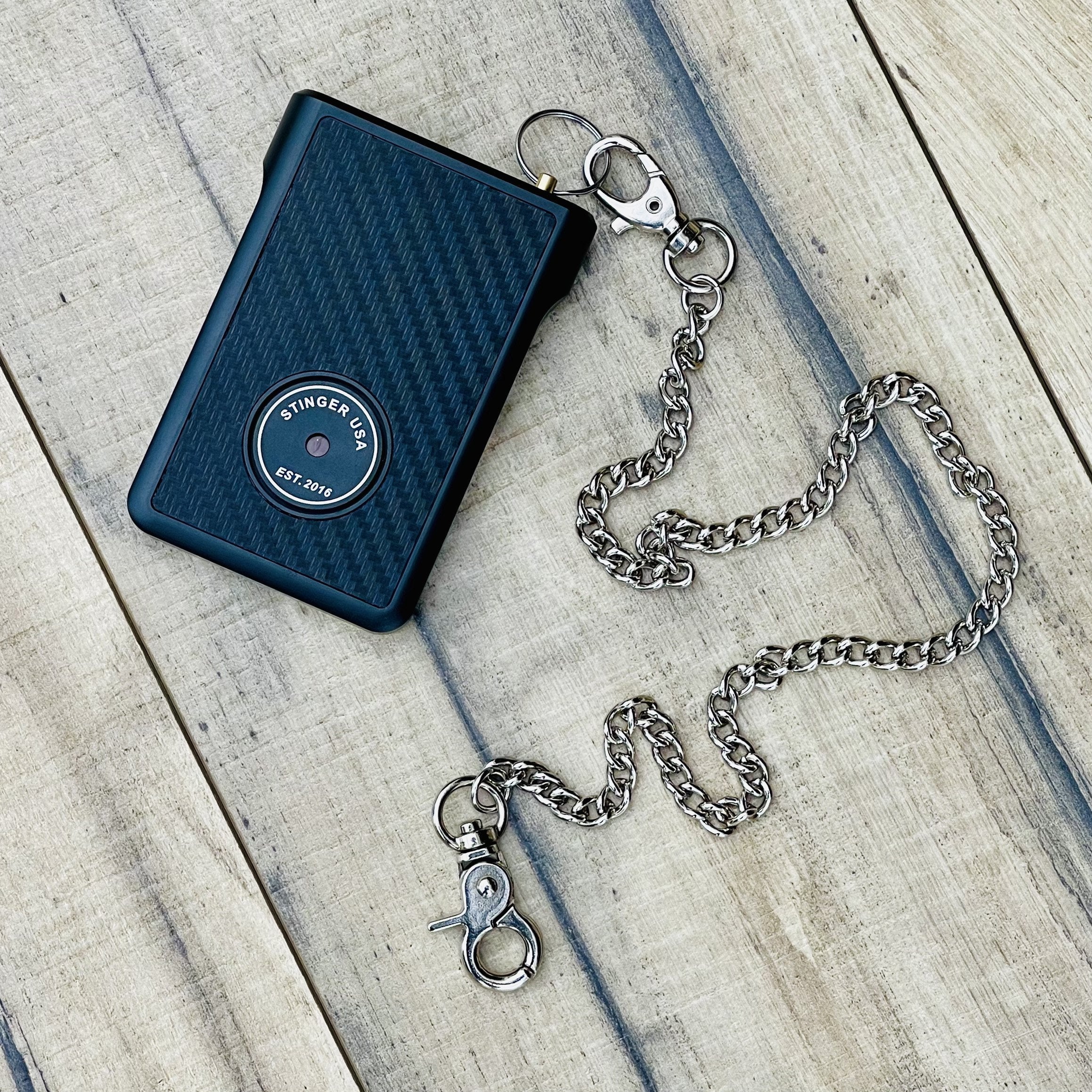 Stinger Minimalist Wallet, Card Holder, Safety Wallet with Personal Alarm, Multi-functional Tool, and Magnifier (Black Carbon Fiber)