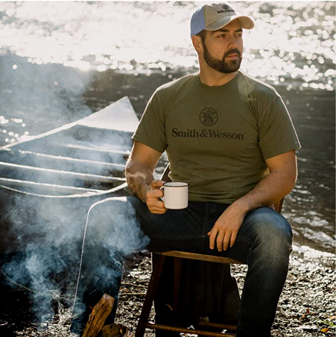 Smith & Wesson® Stacked Logo Men's Short Sleeve Tee - Navy