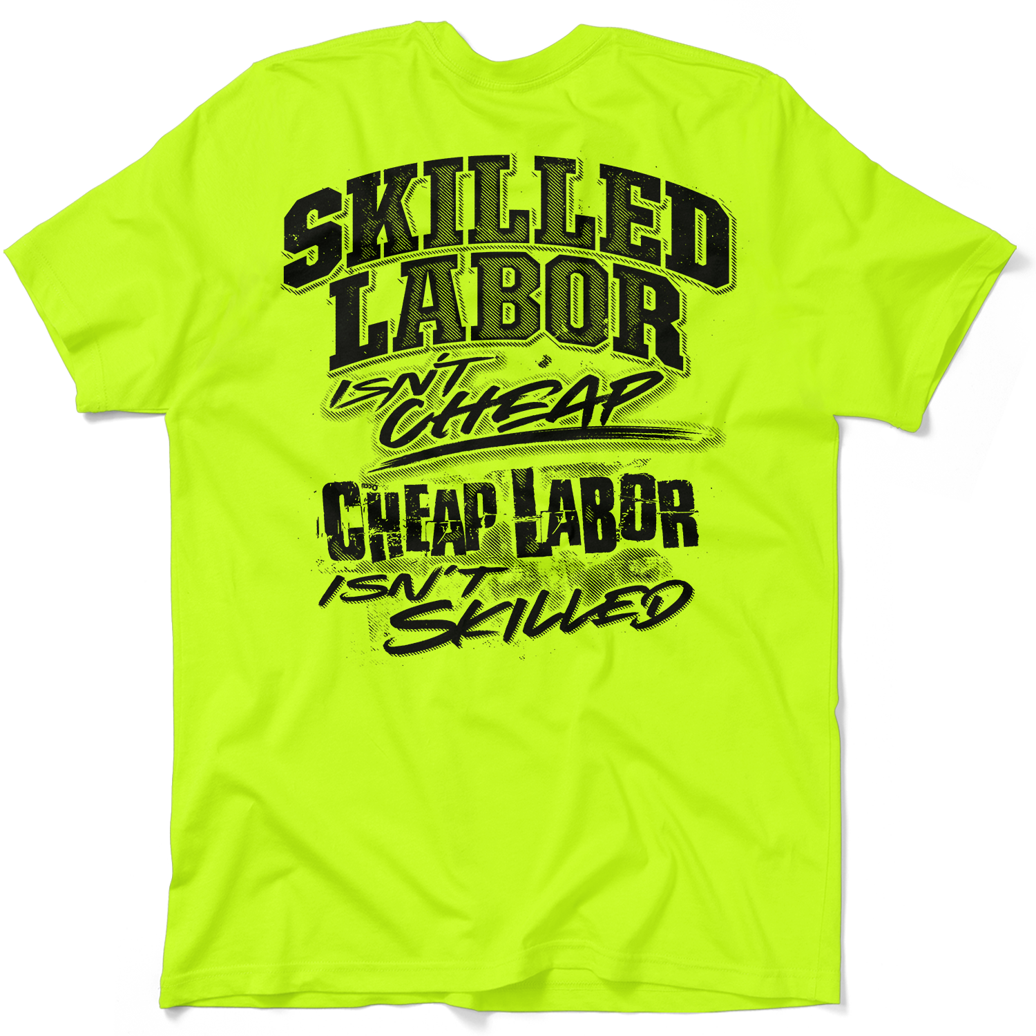 Skilled Labor - Safety Yellow Pocket T-Shirt