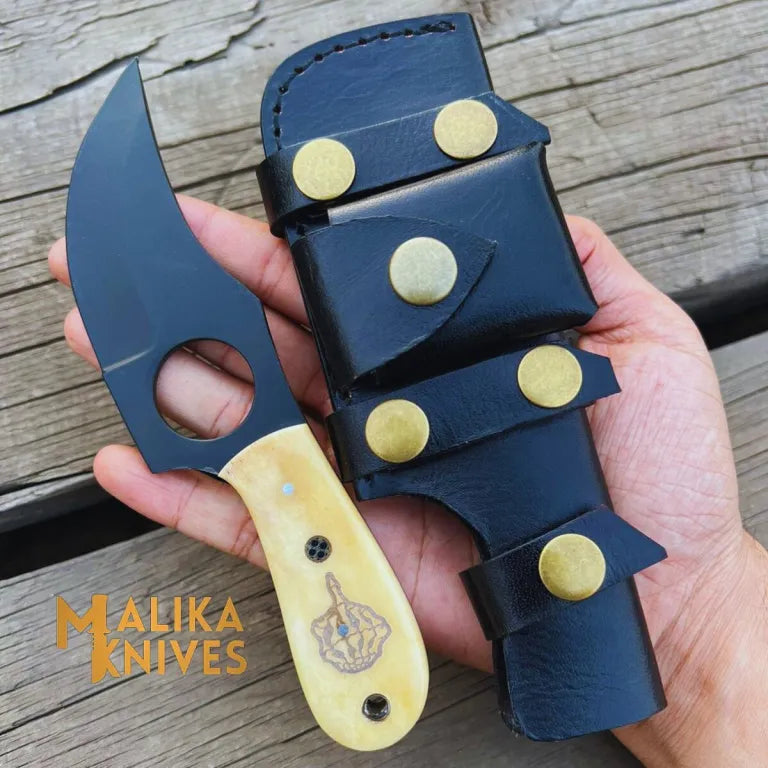 Camel Bone Skinner Knife with leather Sheath