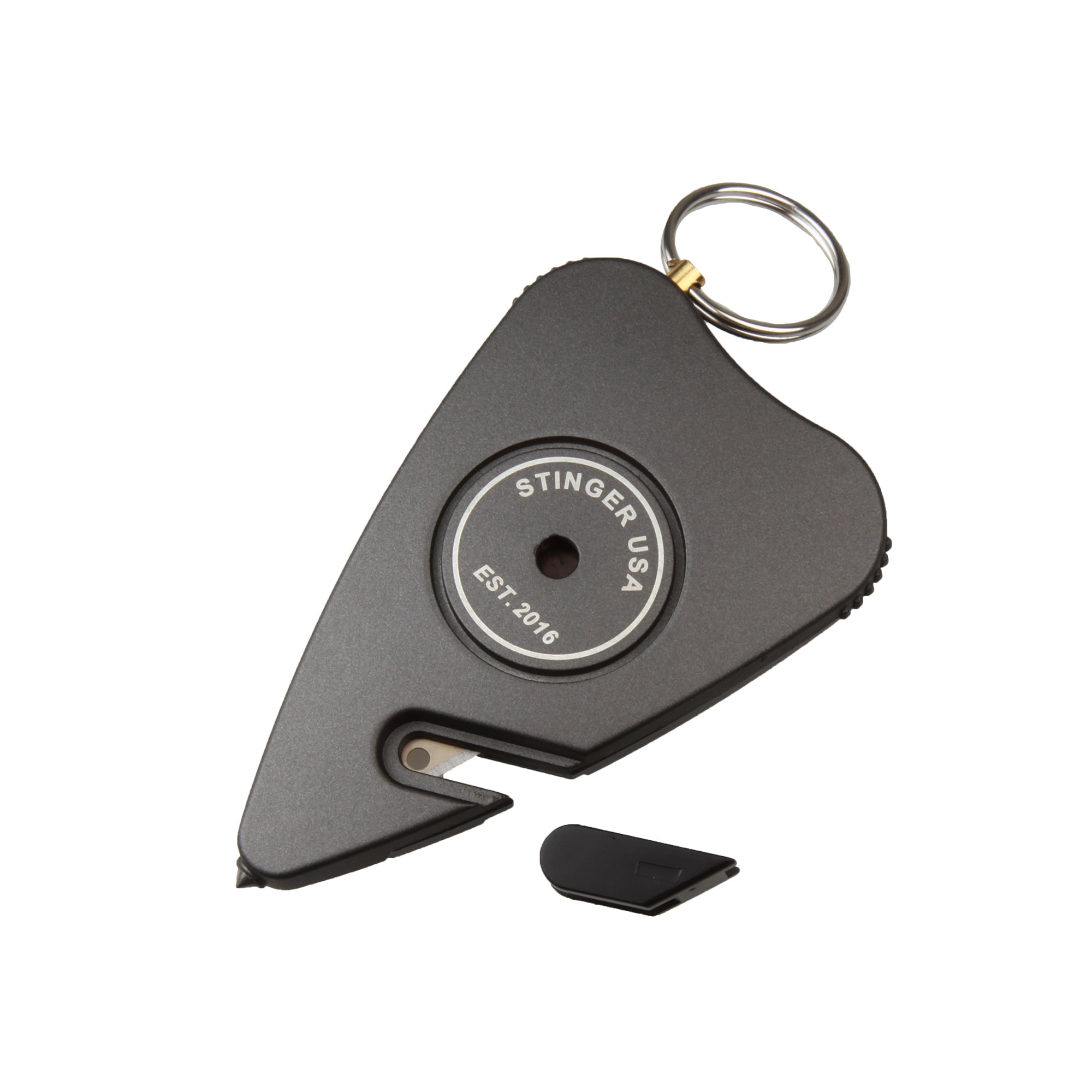 Stinger Stay Away Personal Safety Alarm Keychain Emergency Tool: Siren Alarm, Seat Belt Cutter, Glass Breaker (Green Marble)