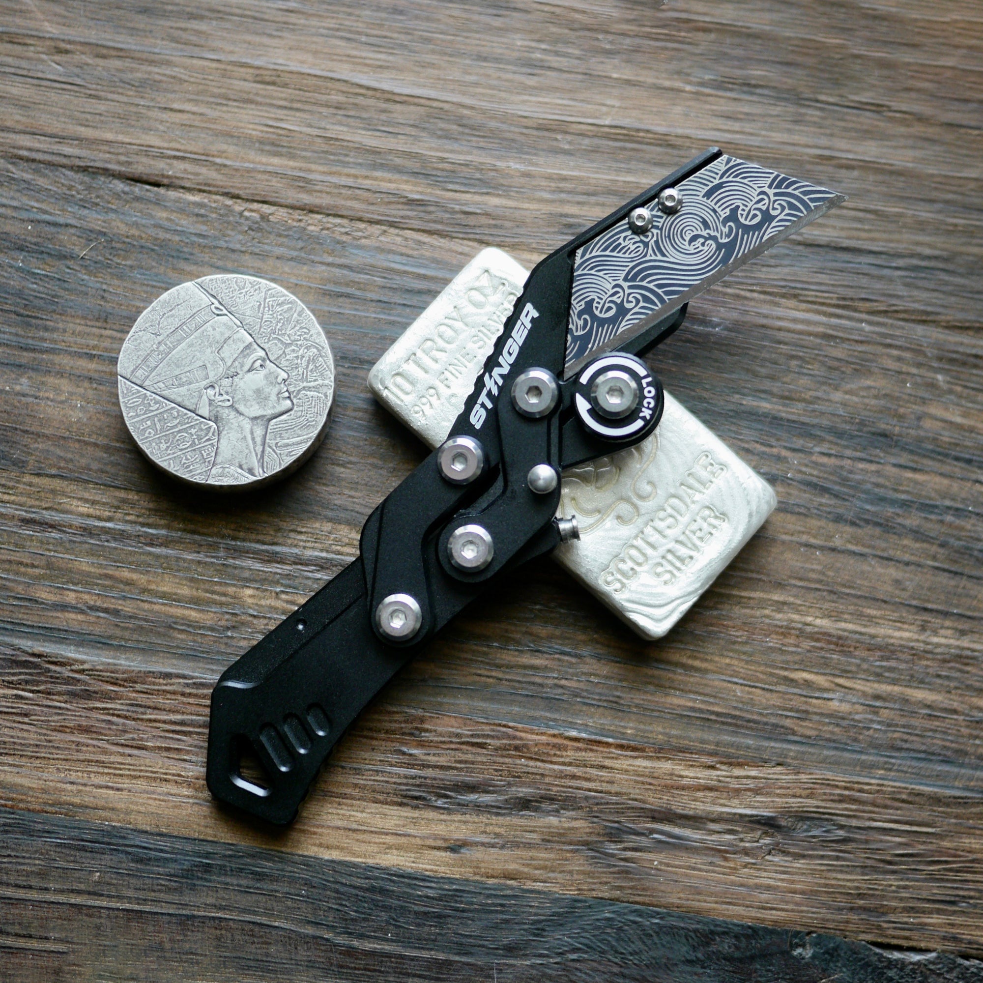 Stinger Godzilla Blade, Folding Pocket Knife, Utility Knife - Matte Black