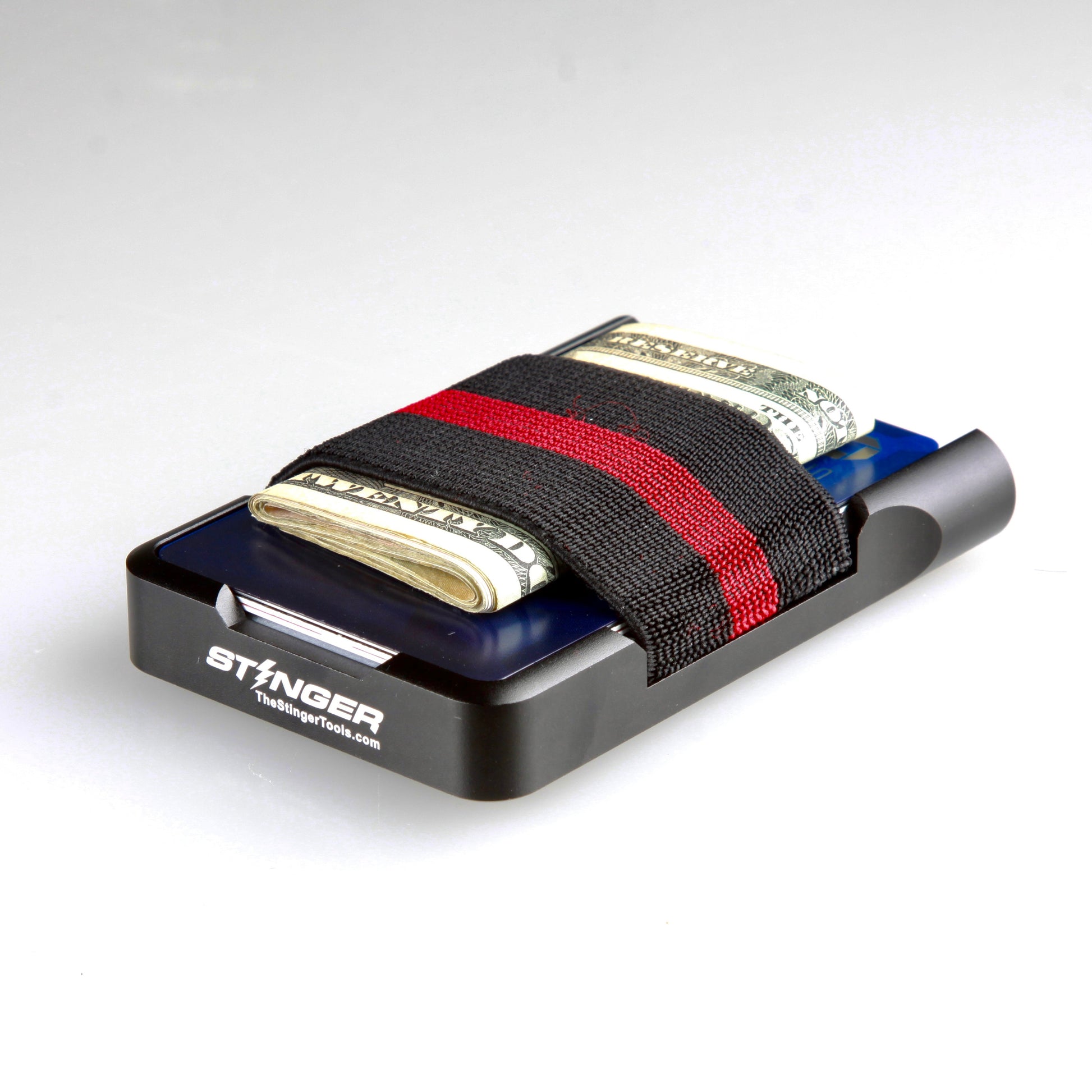 Stinger Aluminum Minimalist Wallet, Card Holder, Safety Wallet with Personal Alarm ( Black Carbon Fiber)