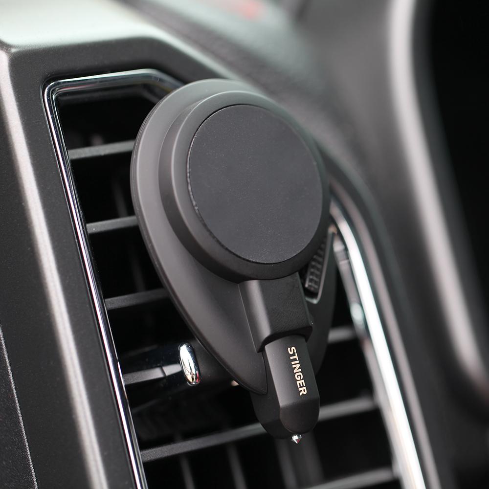 Stinger Car Vent Mount Magnetic Phone Holder Emergency Tool (White)