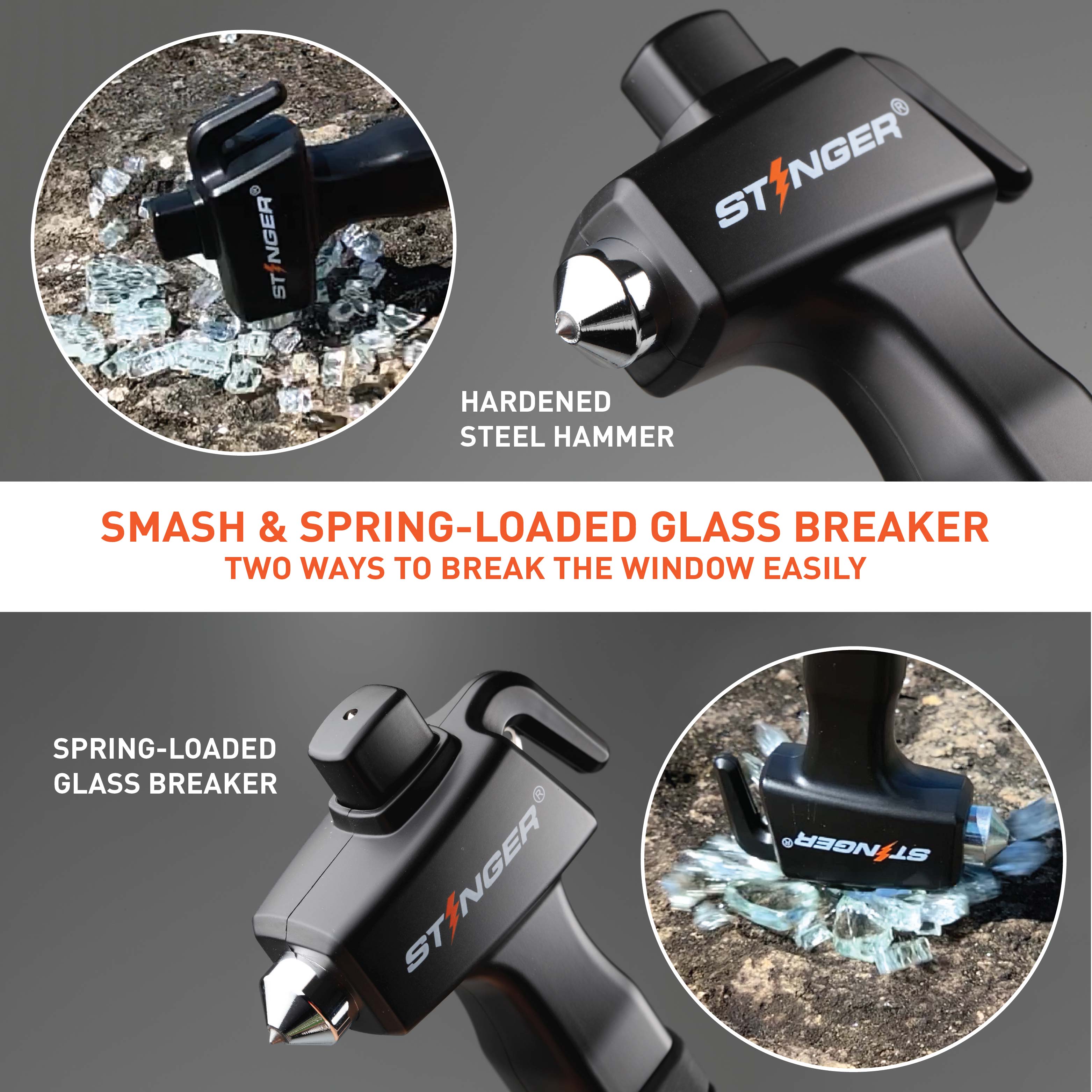 Stinger Super Duty Car Emergency Escape Hammer (Black)