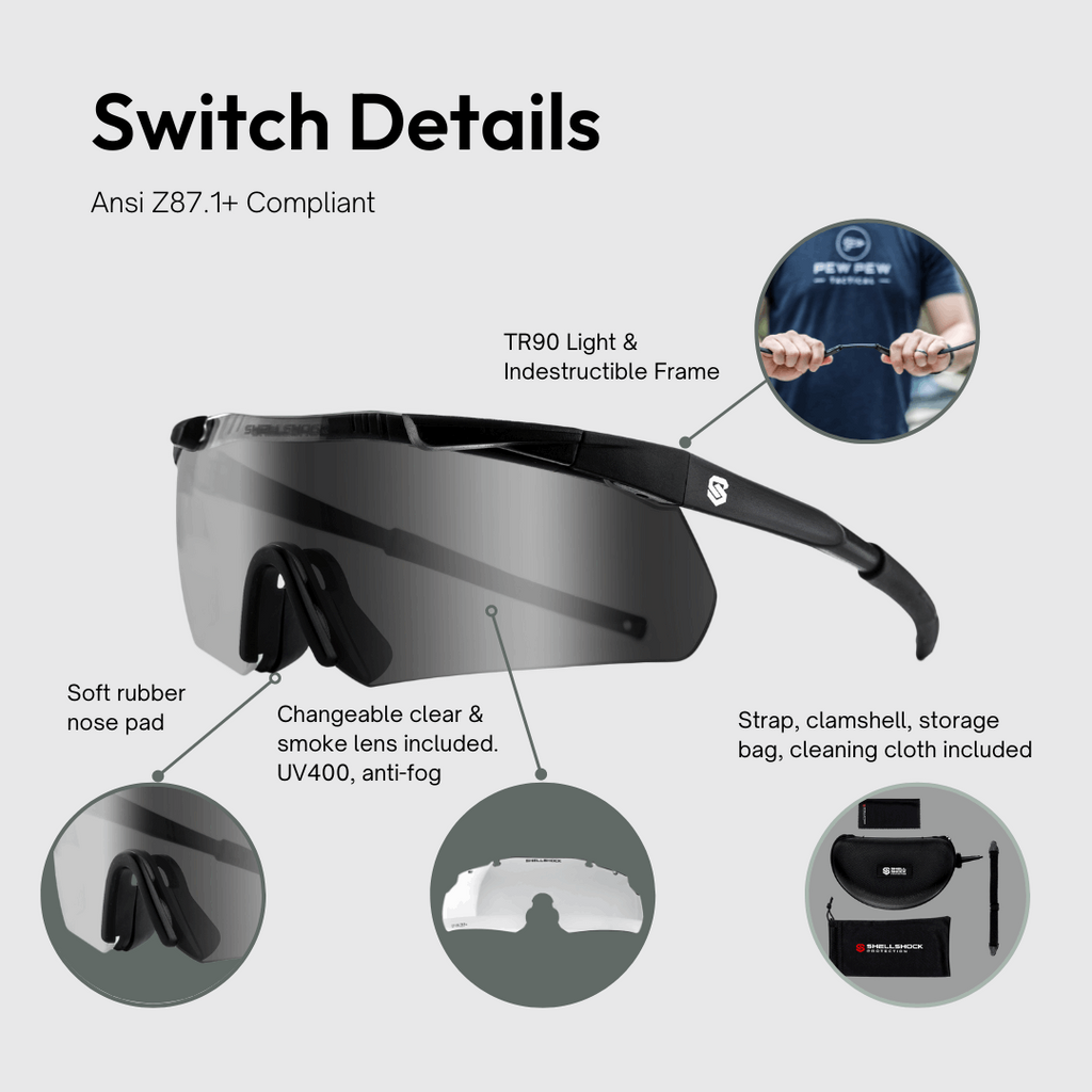 SWITCH™ Z87+ Ballistic Glasses - Changeable Lens