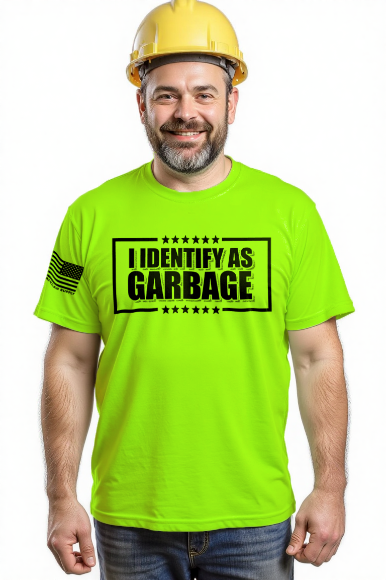 Identify as Garbage - Safety Yellow Hi-Vis T-Shirt