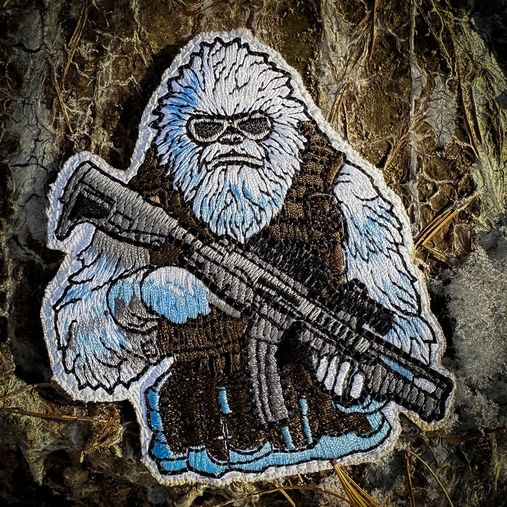 Abominable Snowman Tactical Yeti With AR-15 3.75" Fully Embroidered Patch