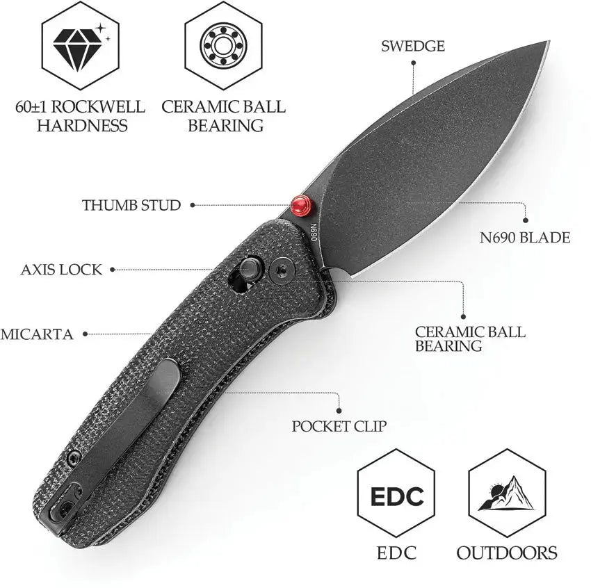 Trivisa Koala Small Black Bohler N690 Crossbar Lock Folding Knife