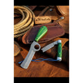 Ring Fang Bull Cutter Knife 7" Handmade Damascus Green Resin Handle