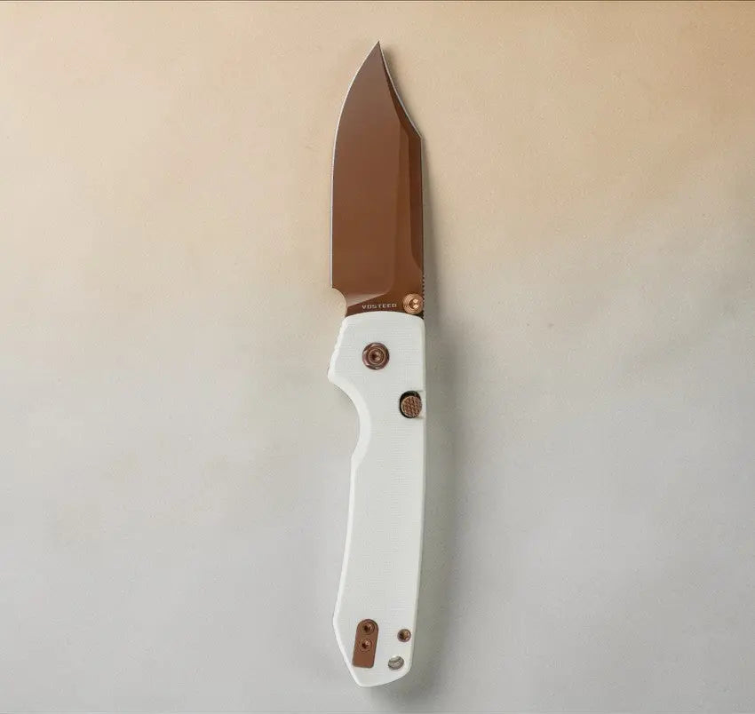 Vosteed Raccoon Button Lock Folding Knife Copper Dune