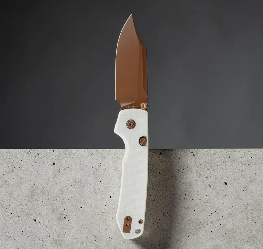 Vosteed Raccoon Button Lock Folding Knife Copper Dune