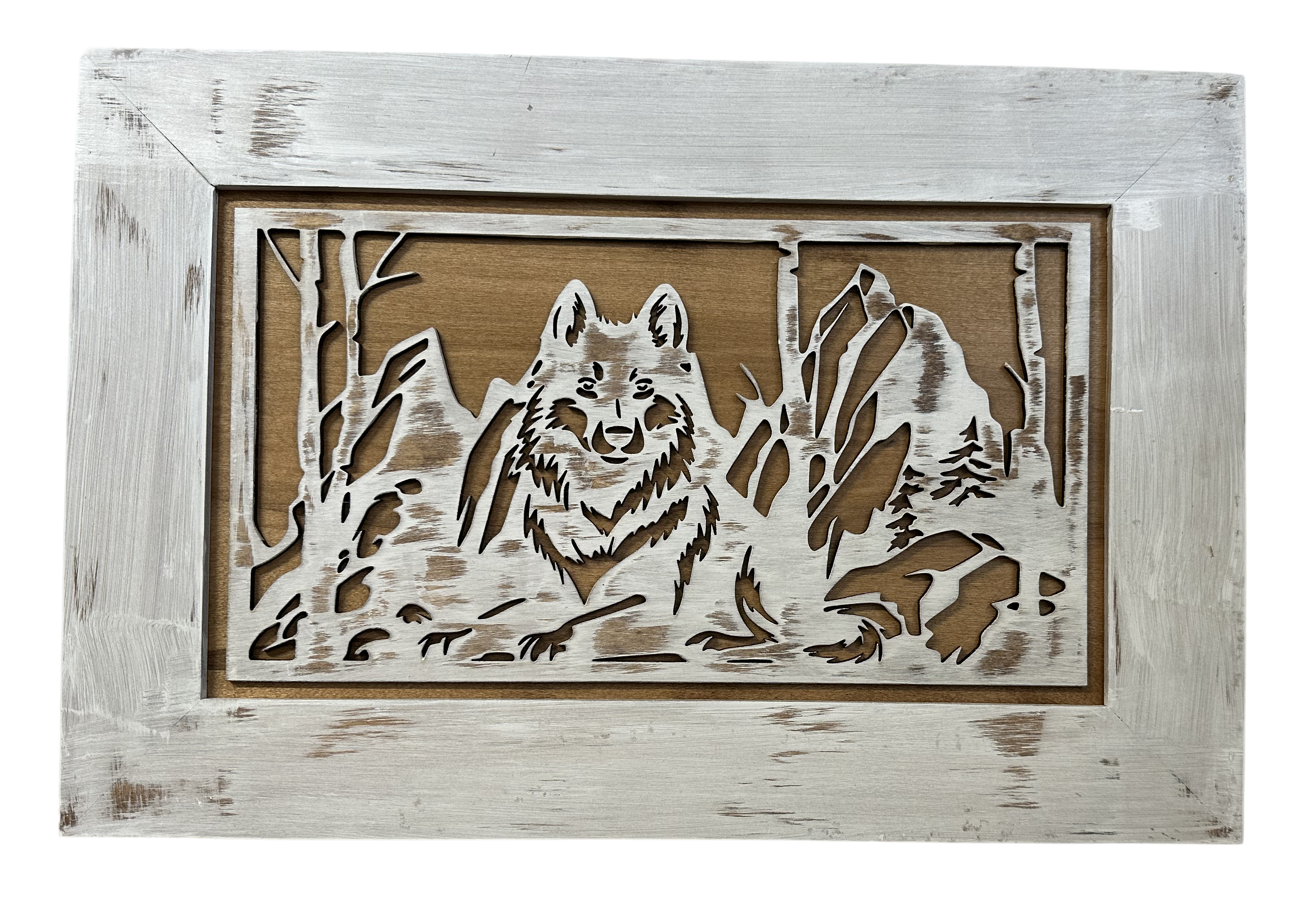 Decorative White Wolf Gun Cabinet Wall-Mounted & Lockable – Weapon Safe for Protective Gun Keeping & Household Defense Equipment