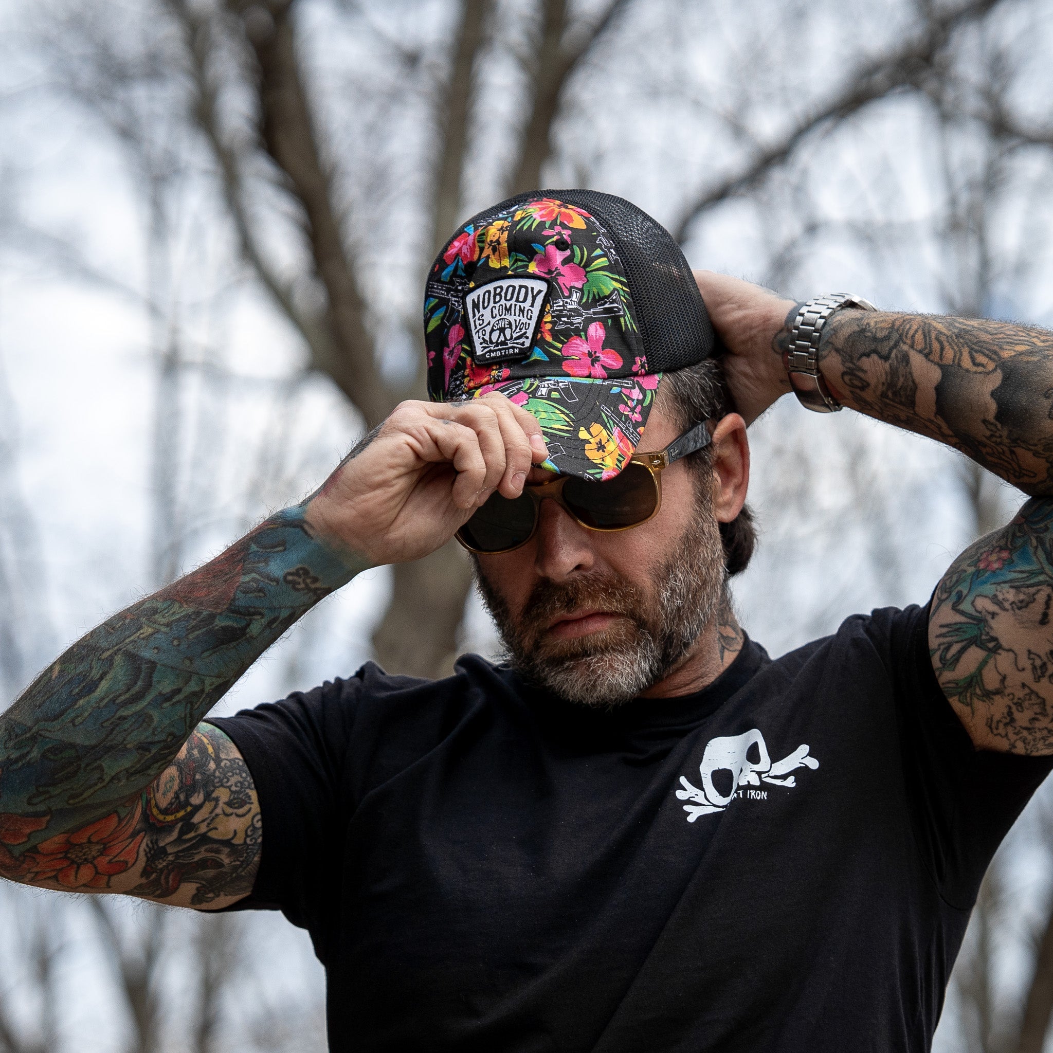 Nobody Is Coming To Save You Skull Patch Ripstop Snapback