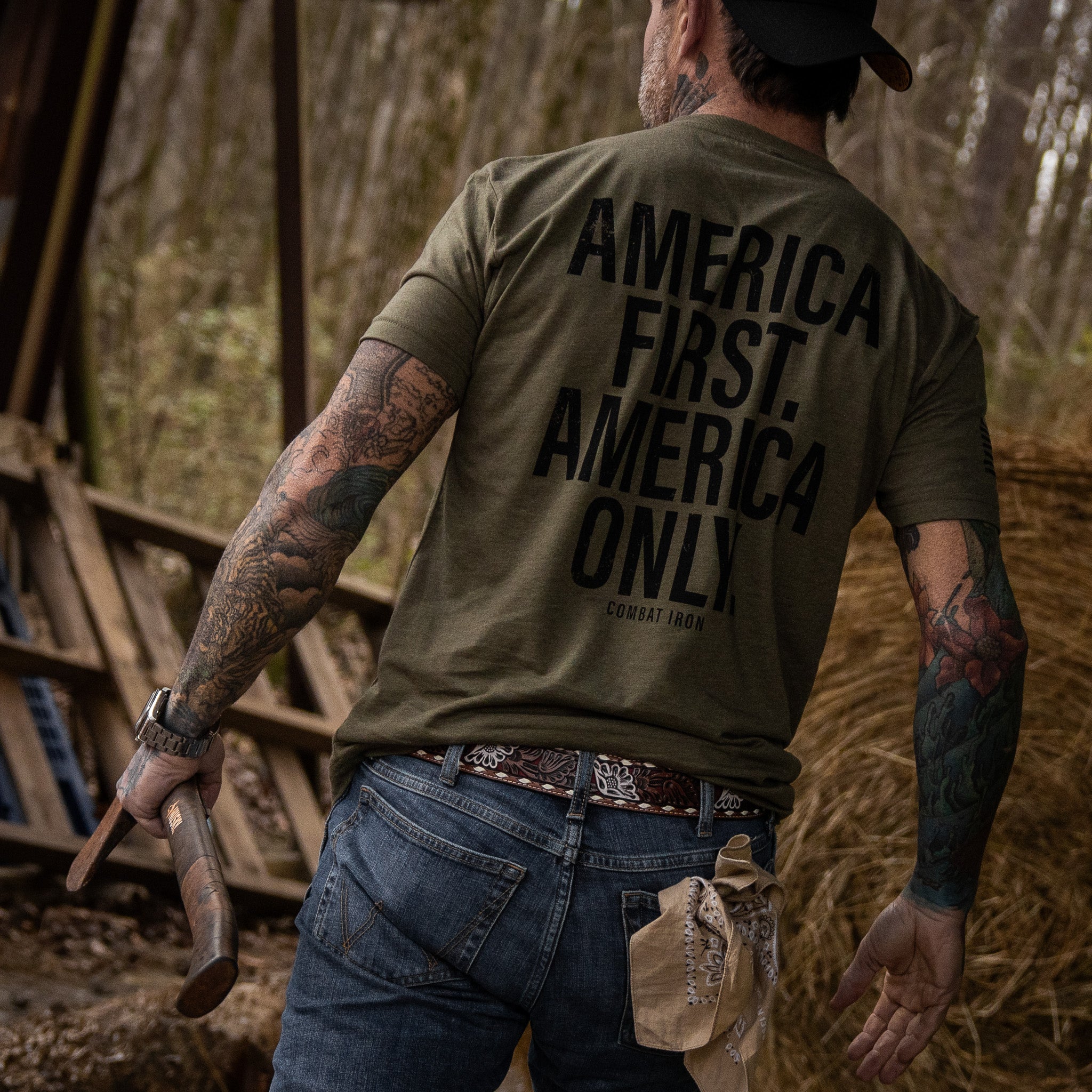 America First. American Only. Men's T-Shirt