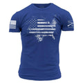 Grunt Style American Acid T-Shirt: Royal Blue Patriotic Graphic