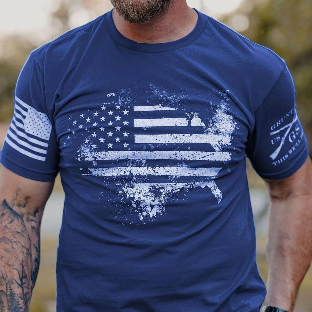 Grunt Style American Acid T-Shirt: Royal Blue Patriotic Graphic
