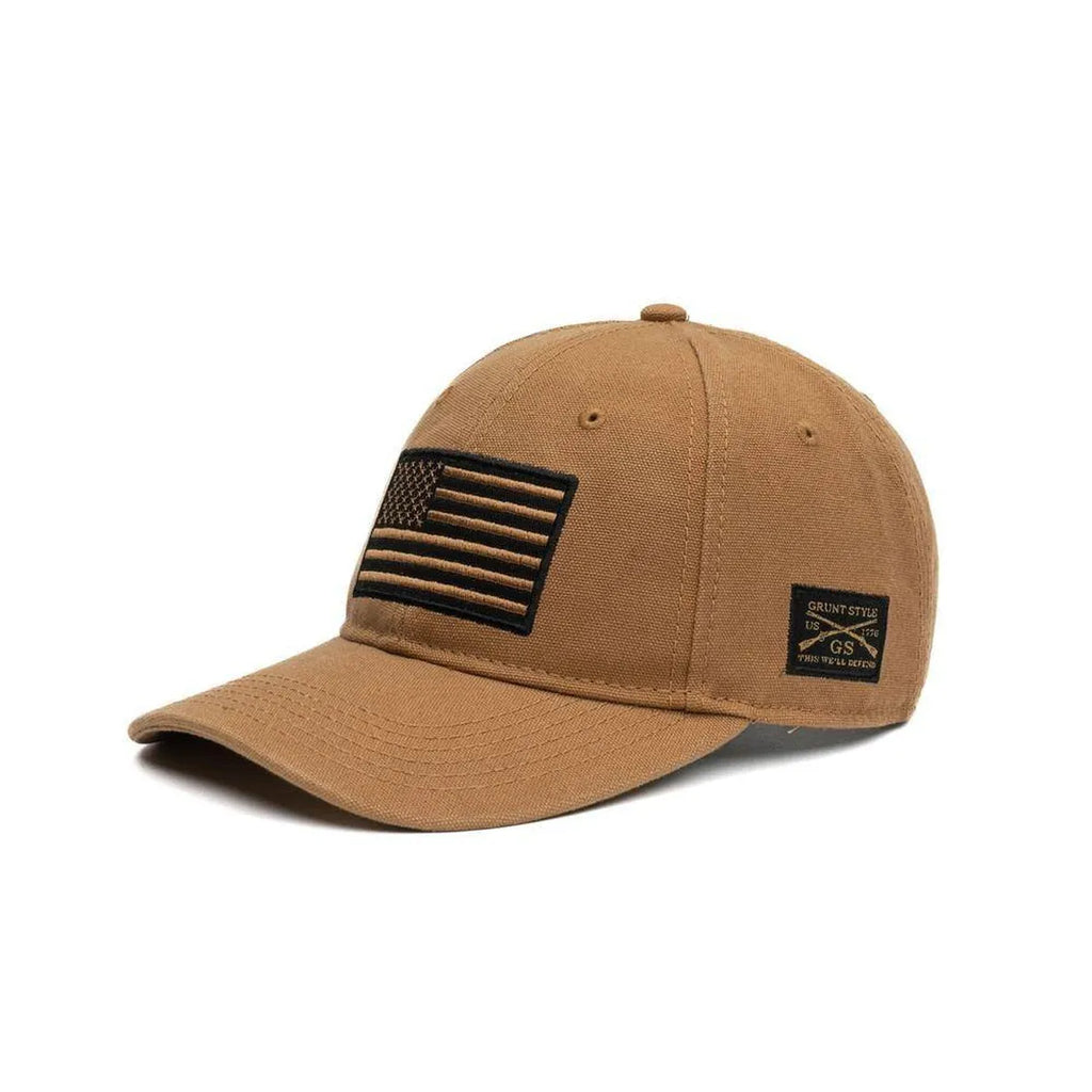 Grunt Style | Embroidered American Flag Hat - Coyote